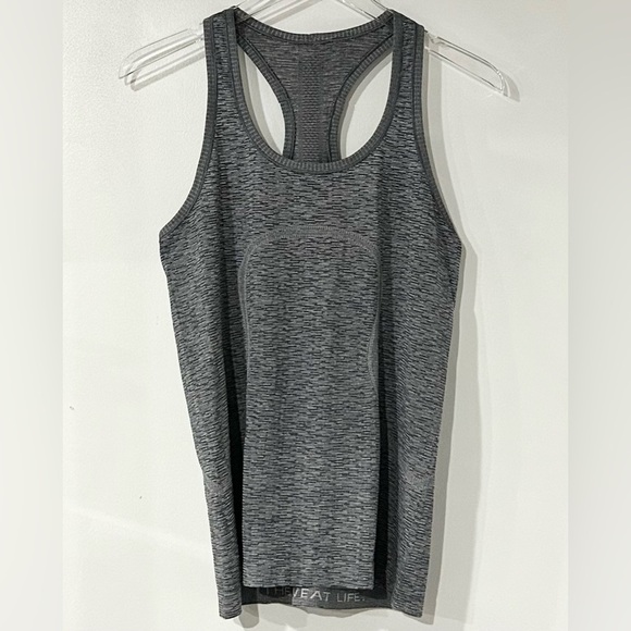 Lululemon Swiftly Tech Racerback Run Tank Heathered‎ Navy Blue White 10 - Picture 1 of 5